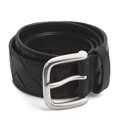 Bottega Veneta Grained Leather Intrecciato Belt - Image 1