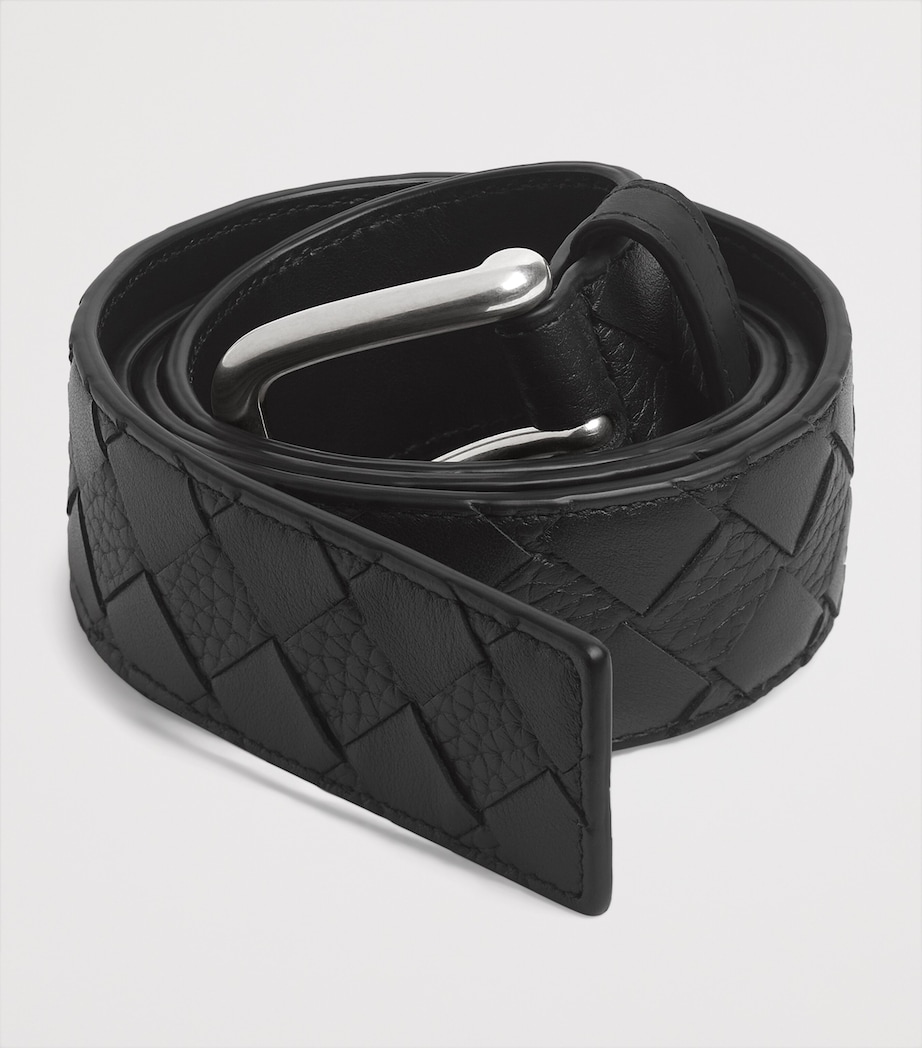 Bottega Veneta Grained Leather Intrecciato Belt - Image 2