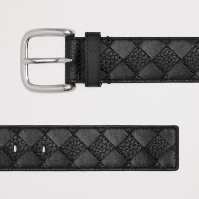 Bottega Veneta Grained Leather Intrecciato Belt - Image 3