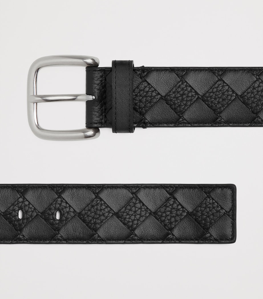 Bottega Veneta Grained Leather Intrecciato Belt - Image 3