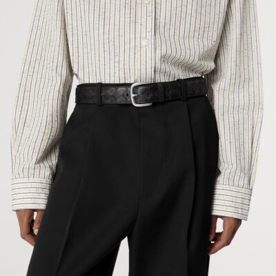 Bottega Veneta Grained Leather Intrecciato Belt - Image 4