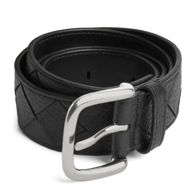 Bottega Veneta Grained Leather Intrecciato Belt - Image 5