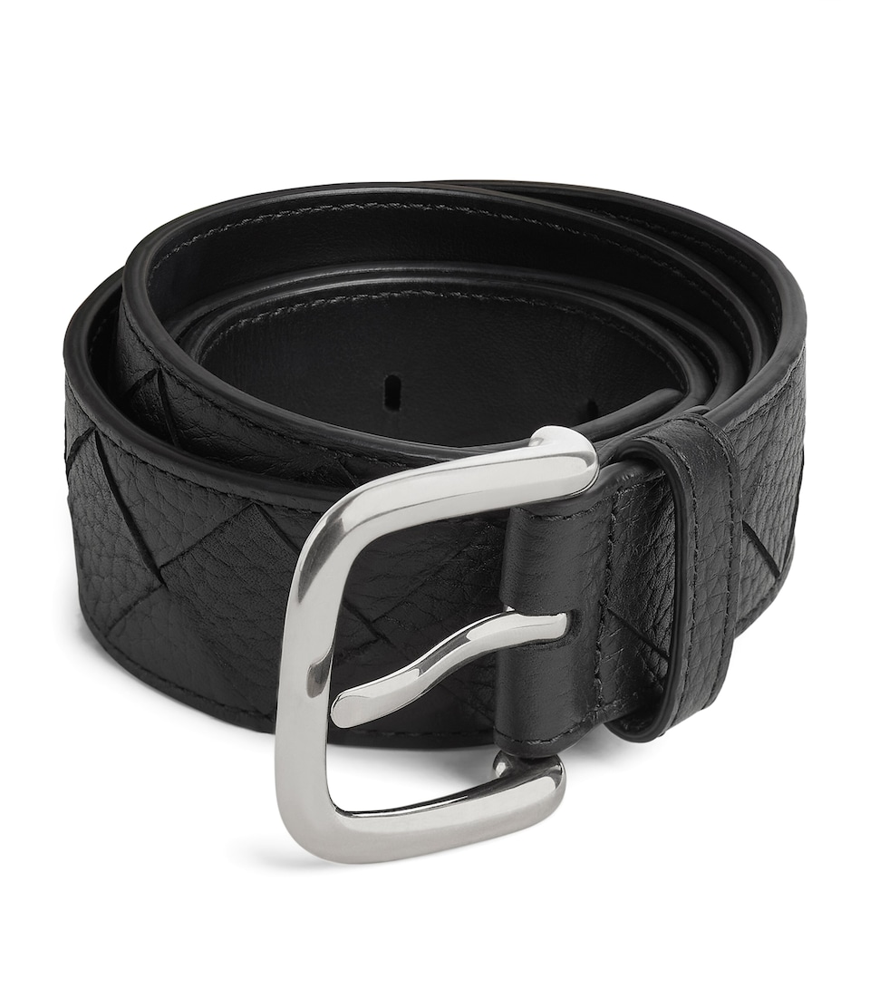 Bottega Veneta Grained Leather Intrecciato Belt - Image 5