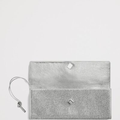 Bottega Veneta Leather Crystal-Embellished Andiamo Clutch Bag - Image 3