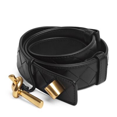 Bottega Veneta Leather Intrecciato Andiamo Belt - Image 1