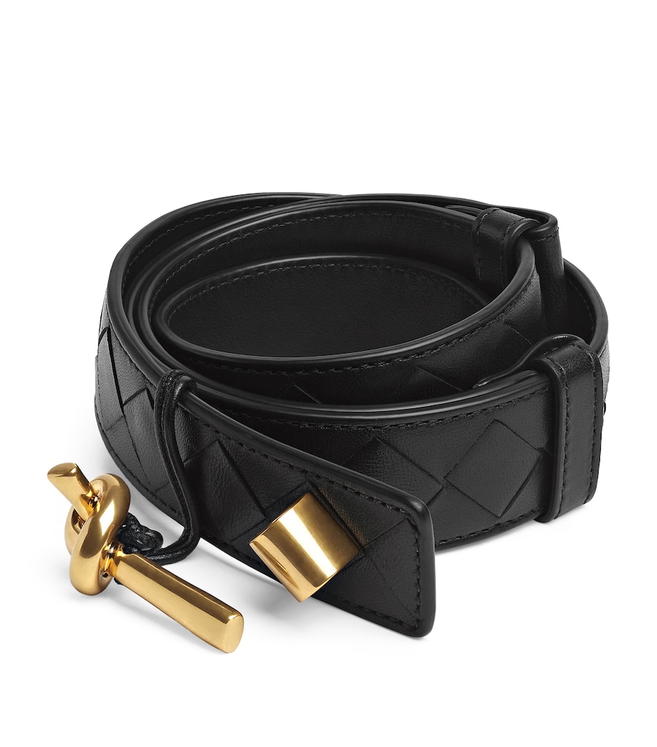 Bottega Veneta Leather Intrecciato Andiamo Belt - Image 1