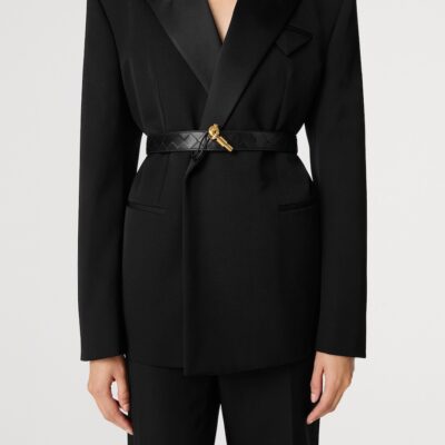 Bottega Veneta Leather Intrecciato Andiamo Belt - Image 2