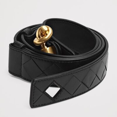 Bottega Veneta Leather Intrecciato Andiamo Belt - Image 3