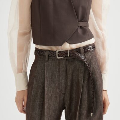Brunello Cucinelli Calf Leather Braided Belt - Image 2