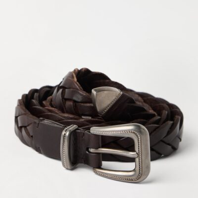 Brunello Cucinelli Calf Leather Braided Belt - Image 3