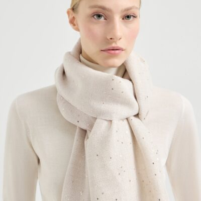 Brunello Cucinelli Cashmere-Silk Embellished Scarf - Image 3