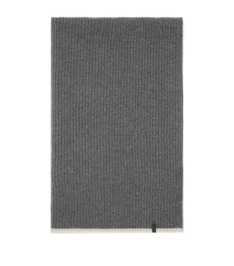 Brunello Cucinelli Cashmere English Rib Monili Scarf - Image 1