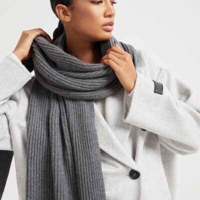 Brunello Cucinelli Cashmere English Rib Monili Scarf - Image 2