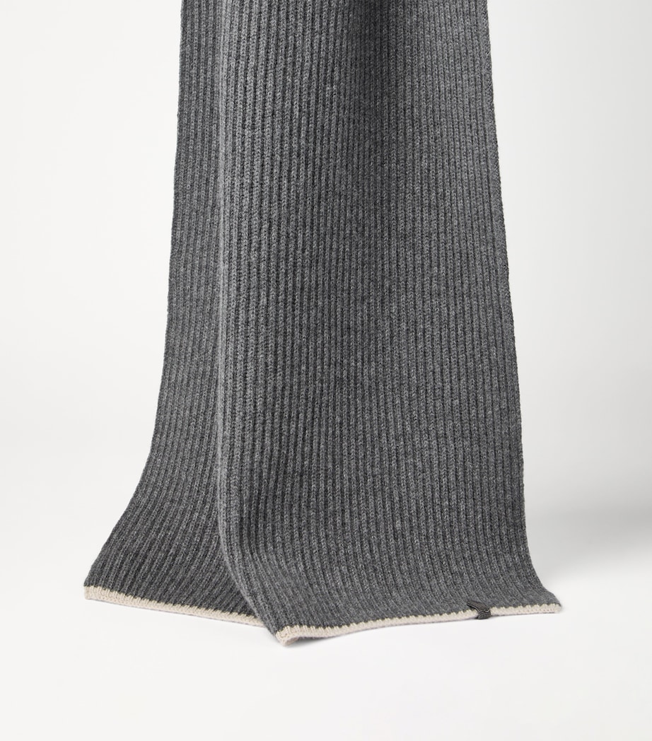Brunello Cucinelli Cashmere English Rib Monili Scarf - Image 3