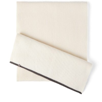 Brunello Cucinelli Cashmere Ribbed Monili-Detail Scarf - Image 1