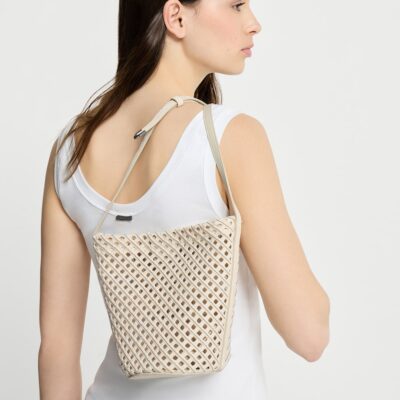 Brunello Cucinelli Cotton Woven Bucket Bag - Image 2