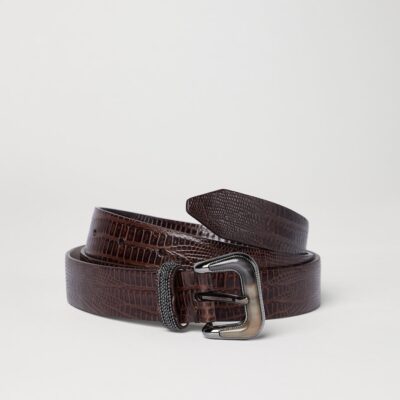 Brunello Cucinelli Embossed Leather Belt - Image 3