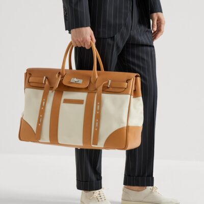 Brunello Cucinelli Grained Leather Country Holdall - Image 2