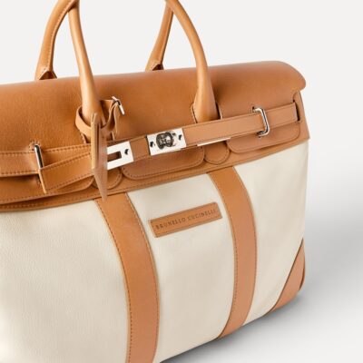 Brunello Cucinelli Grained Leather Country Holdall - Image 5
