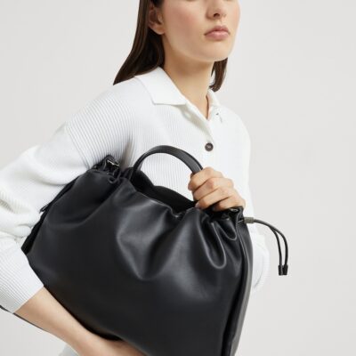 Brunello Cucinelli Large Leather Mellow Bucket Bag - Image 2