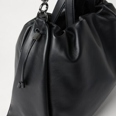 Brunello Cucinelli Large Leather Mellow Bucket Bag - Image 3