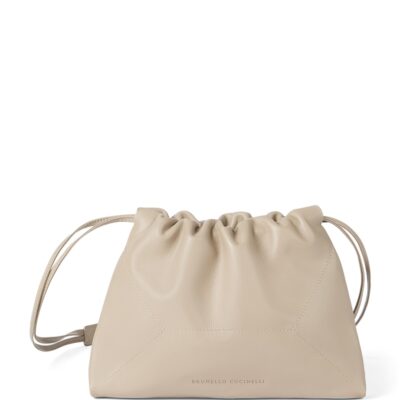 Brunello Cucinelli Leather Drawstring Cross-Body Bag - Image 1