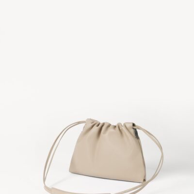 Brunello Cucinelli Leather Drawstring Cross-Body Bag - Image 4