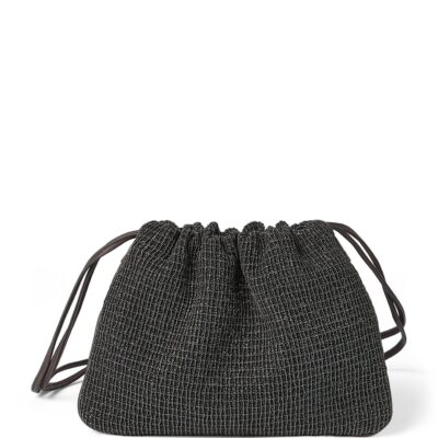 Brunello Cucinelli Leather Embellished Drawstring Cross-Body Bag - Image 1