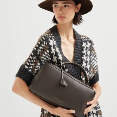 Brunello Cucinelli Leather Explorer Boston Top-Handle Bag - Image 3