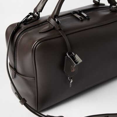 Brunello Cucinelli Leather Explorer Boston Top-Handle Bag - Image 5