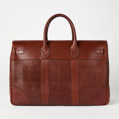 Brunello Cucinelli Leather Woven Holdall - Image 3