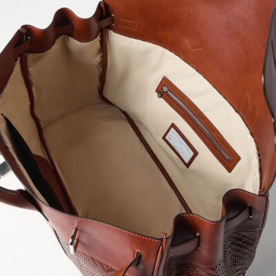 Brunello Cucinelli Leather Woven Holdall - Image 4