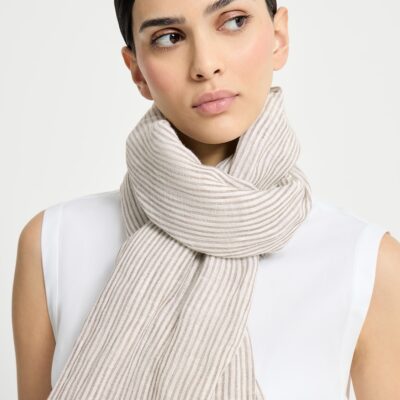 Brunello Cucinelli Linen-Blend Stripe Scarf - Image 3