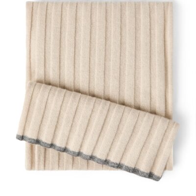 Brunello Cucinelli Linen-Blend Chalk Stripe Scarf - Image 5