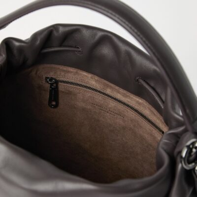 Brunello Cucinelli Medium Leather Mellow Bucket Bag - Image 5