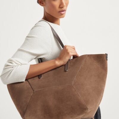 Brunello Cucinelli Medium Suede BC Duo Tote Bag - Image 2