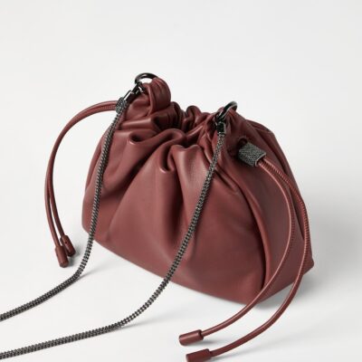 Brunello Cucinelli Mini Leather Mellow Bucket Bag - Image 2