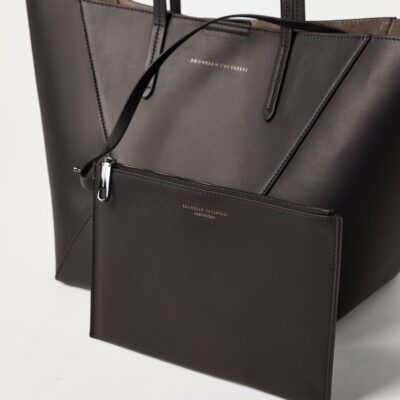 Brunello Cucinelli Small Calfskin BC Duo Tote Bag - Image 3