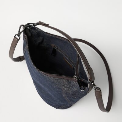 Brunello Cucinelli Small Denim-Effect Bucket Bag - Image 4