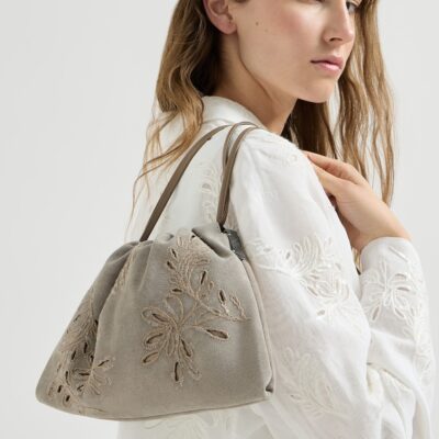 Brunello Cucinelli Suede BC Duo Pouch Shoulder Bag - Image 2