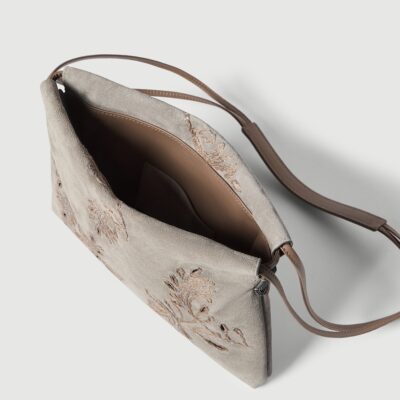 Brunello Cucinelli Suede BC Duo Pouch Shoulder Bag - Image 3
