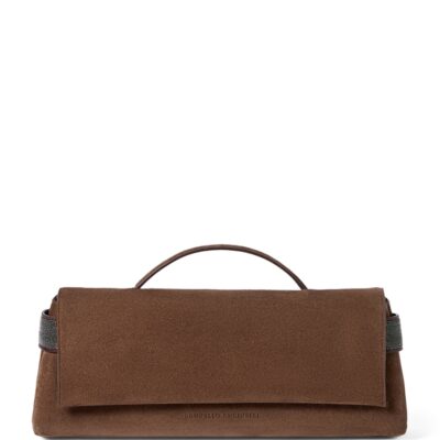 Brunello Cucinelli Suede Essence Flap Top-Handle Bag - Image 1