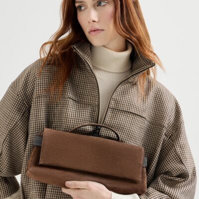 Brunello Cucinelli Suede Essence Flap Top-Handle Bag - Image 2