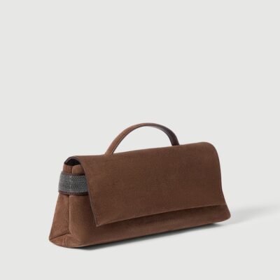 Brunello Cucinelli Suede Essence Flap Top-Handle Bag - Image 3