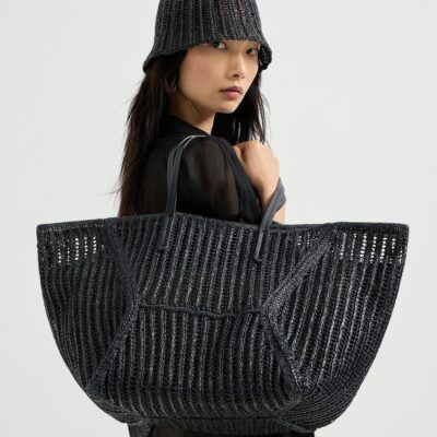 Brunello Cucinelli Techno Raffia Knit BC Duo Tote Bag - Image 4