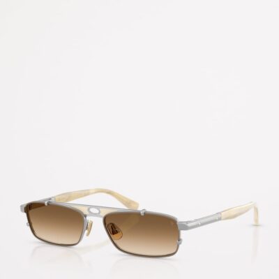 Brunello Cucinelli Titanium Rectangular Paloma Sunglasses - Image 2