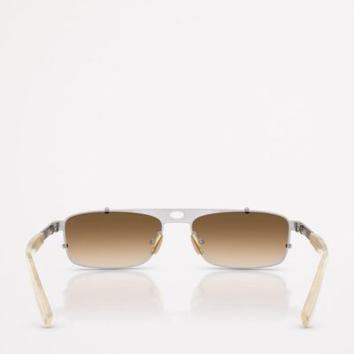 Brunello Cucinelli Titanium Rectangular Paloma Sunglasses - Image 4