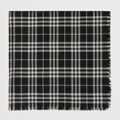 Burberry Cashmere-Silk Check Scarf - Image 2