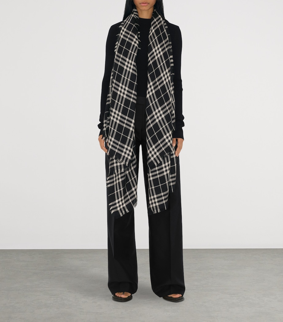 Burberry Cashmere-Silk Check Scarf - Image 3