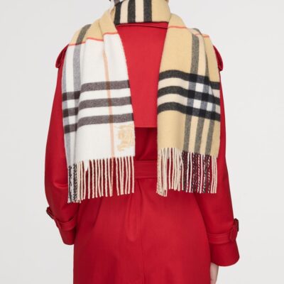 Burberry Cashmere Contrast Check Scarf - Image 4